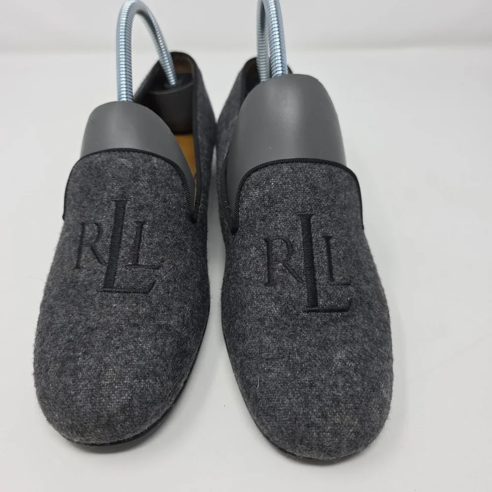Lauren Ralph Lauren Loafer Shoes Womens 6B Charcoal Gray Signature Monogram